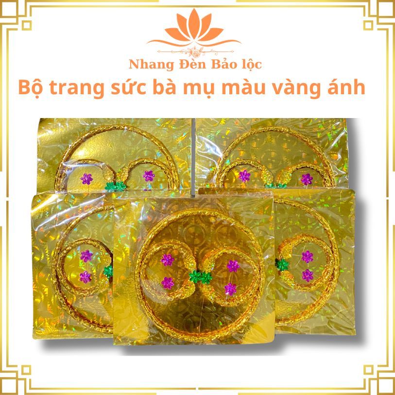 Bộ Trang Sức Màu Vàng Ánh Loại Cao Cấp Cúng Mụ,đầy Tháng,Thôi Lôi,kiềng,Lắc ,Nhẫn -Nhang Đèn Bảo Lộc