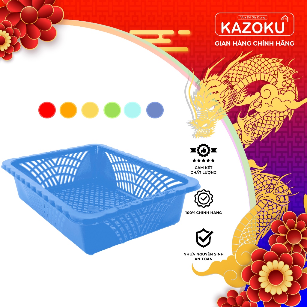 Rổ Nhựa Chữ Nhật Bèo - Vua Đồ Gia Dụng Kazoku - [TDRBV]