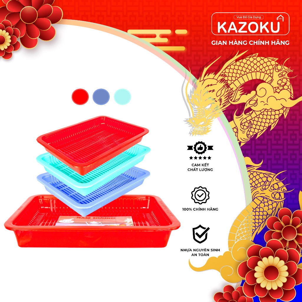Khay Úp Ly Nhựa Hình Chữ Nhật Nhựa Nam Dương (24cm x 21cm x 4cm) - Vua Đồ Gia Dụng Kazoku [ULV]