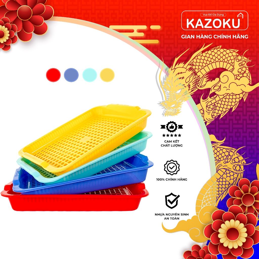 Khay Úp Cốc Nhựa Hình Chữ Nhật Kazoku ( Vàng Trứng gà, Đỏ, Dương, Ngọc) - [HPULVN & HPULVL]