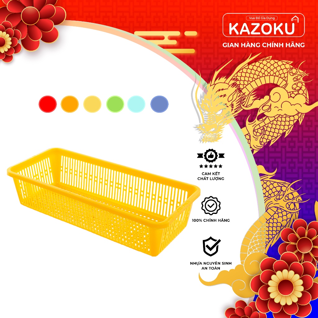 Rổ Nhựa Chữ Nhật, Rổ Nhựa Dài, Rổ Muỗng Dĩa Hồng Phát - Kazoku Vua Đồ Gia Dụng [RD]