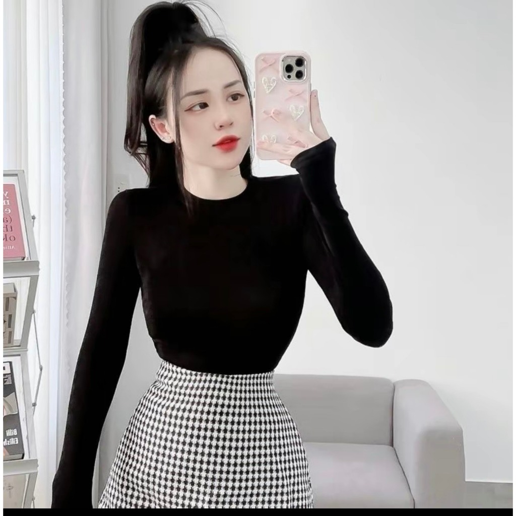 Áo Thun Nhũ Bigize Tay Dài ESHOP MS025 Áo Kiểu Nữ Kim Tuyến Nhũ Dài Tay Xoắn Ngực Ôm Body Sang Chảnh