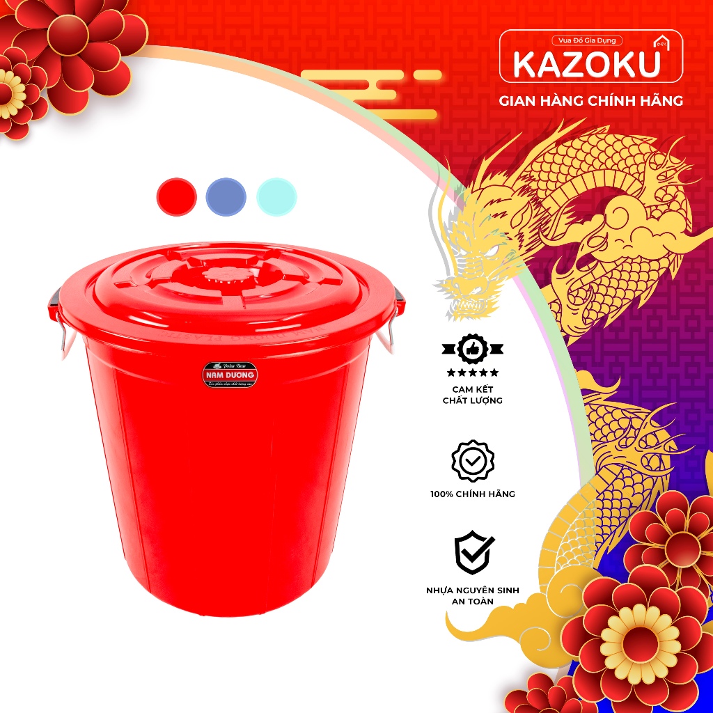 Thùng Nhựa 25L 35L 45L Nhựa Nam Dương Đỏ Dương Ngọc- Vua đồ gia dụng Kazoku [TG]