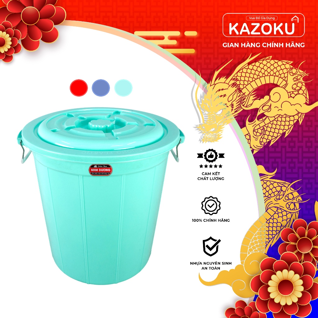 Thùng Nhựa 60L, Thùng Nhựa Gạo, Thùng Nhựa Rác, Nhựa Nam Dương - Vua Đồ Gia Dụng Kazoku [TG60NQ]