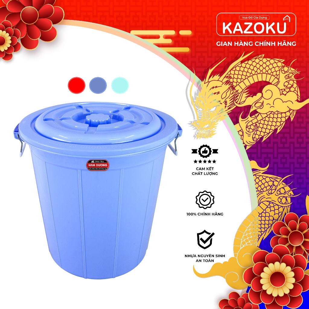 Thùng Nhựa 80L, Thùng Nhựa Gạo, Thùng Nhựa Rác, Nhựa Nam Dương Đỏ Dương Ngọc  - Vua Đồ Gia Dụng Kazoku - [TG80N]