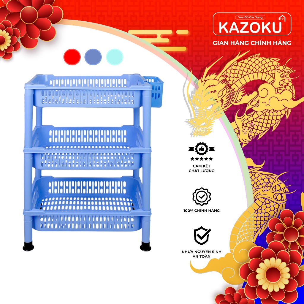 Kệ Chén, Bát Nhựa - 44cm x 31cm - 2 Tầng/ 3 Tầng/ 4Tầng - Cao Cấp KAZOKU - [KN]