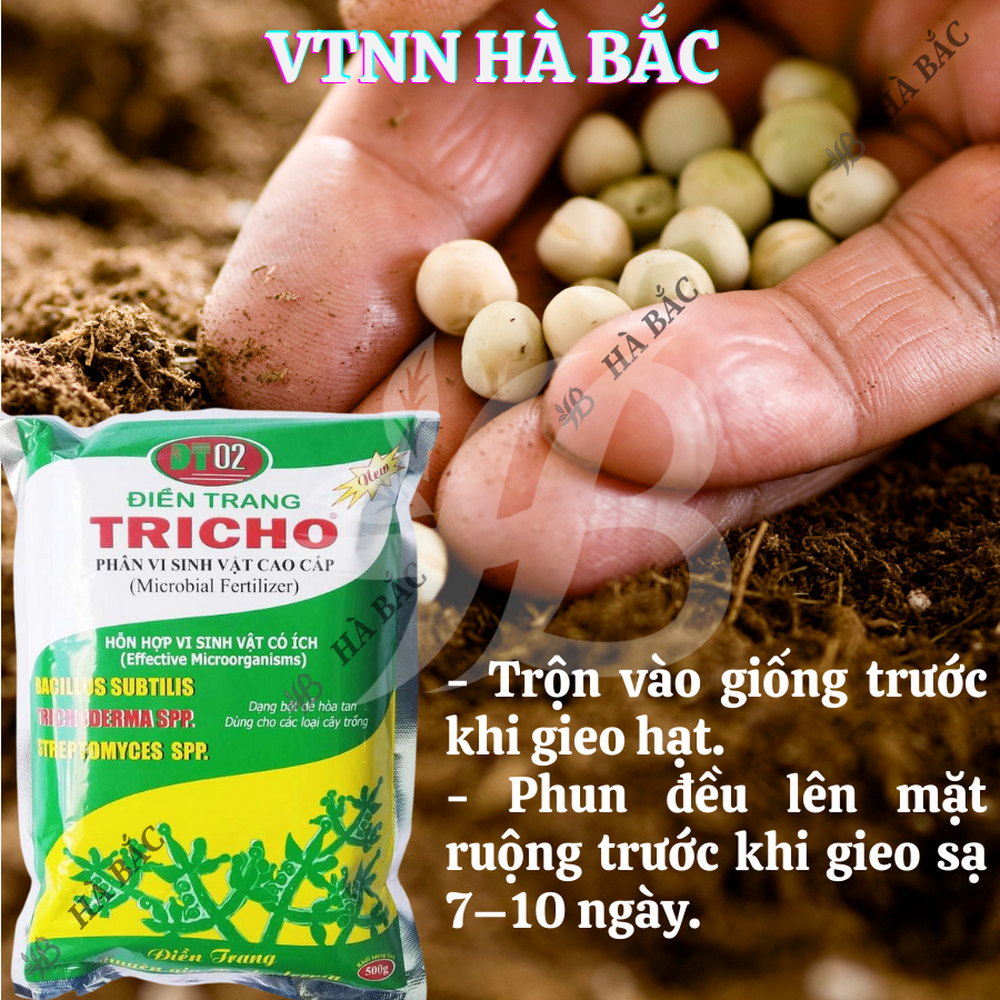 Phân vi sinh Điền trang Trichoderma (Gói 500gram) dạng bột hòa tan - Có thể bón gốc, phun xịt và ủ phân, phòng nấm bệnh