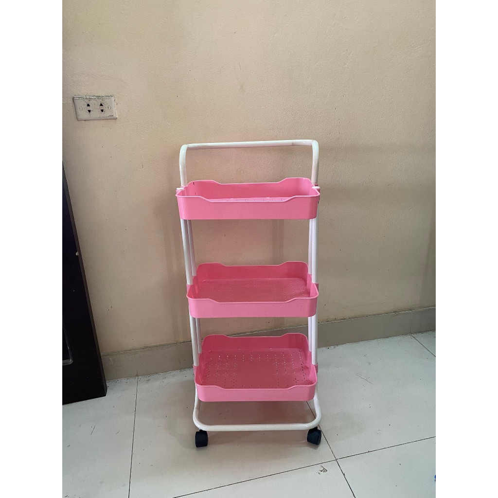 Xe đẩy spa 3 tầng đa năng có bánh xe móc treo , Kệ để đồ bỉm sữa khung sắt tĩnh điện