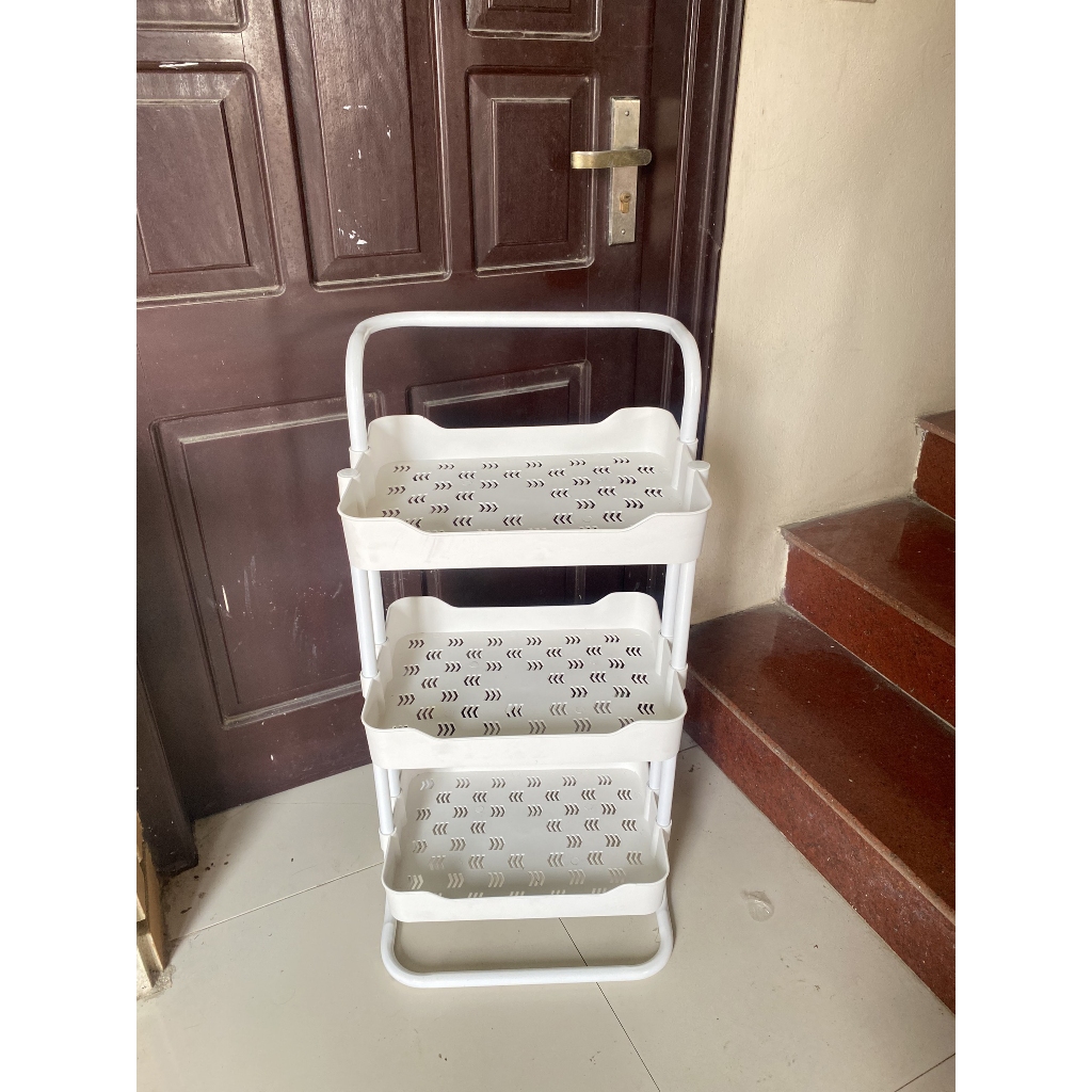 Xe đẩy spa 3 tầng đa năng có bánh xe móc treo , Kệ để đồ bỉm sữa khung sắt tĩnh điện