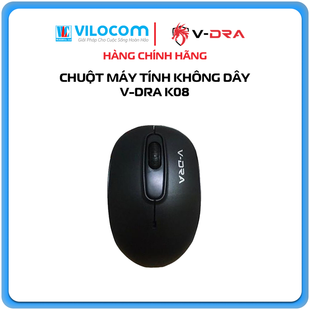 Chuột không dây V-DRA K08 (Đen) 1600dpi siêu nhạy, tiết kiệm pin ...