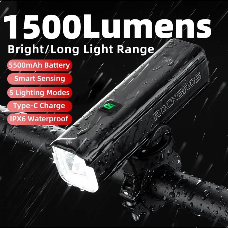 Đèn rockbros 1500 lumen, cảm biến ánh sáng , RHL-1500 lumen , chính ...