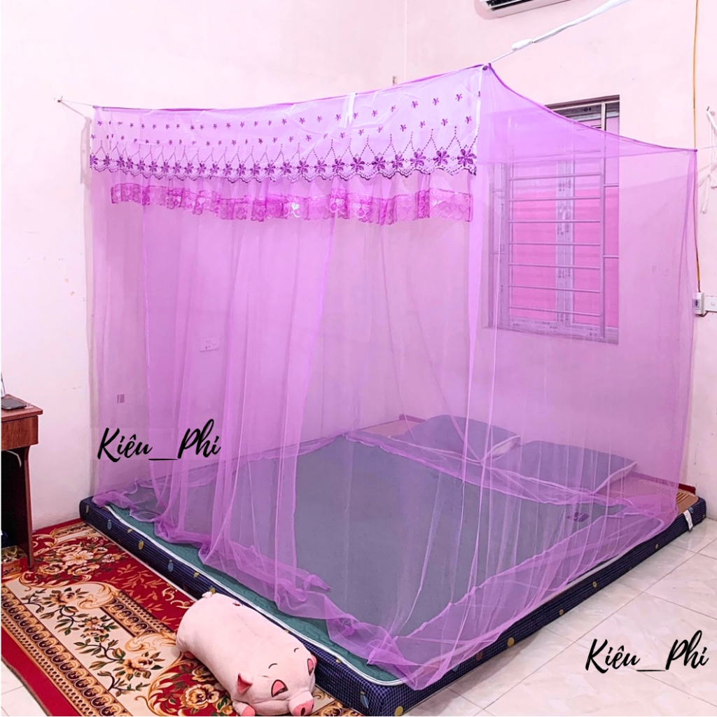 Màn tuyn dây mắc tay 1m4, 1m6, 1m8, 2m2 - mùng ngủ chống muỗi người lớn thái lạnh