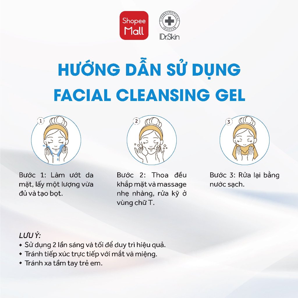 [iDr.Skin Chính Hãng]Sữa rửa mặt lên men sạch sâu IDr.Skin Facial Cleansing Gel hỗ trợ phục hồi phục hồi và tái tạo 120g