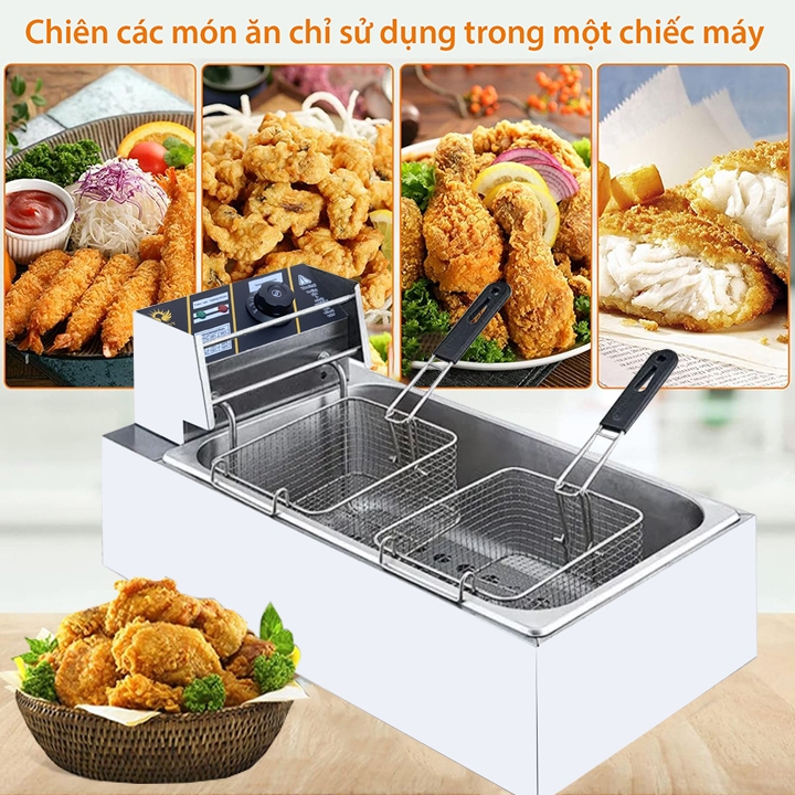 Bếp chiên dầu, bếp chiên nhúng điện 12l SUNNY 3000W nhiệt độ cao, sôi cực nhanh