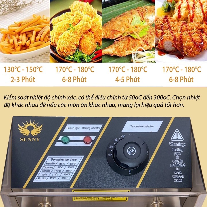 Bếp chiên dầu, bếp chiên nhúng điện 12l SUNNY 3000W nhiệt độ cao, sôi cực nhanh