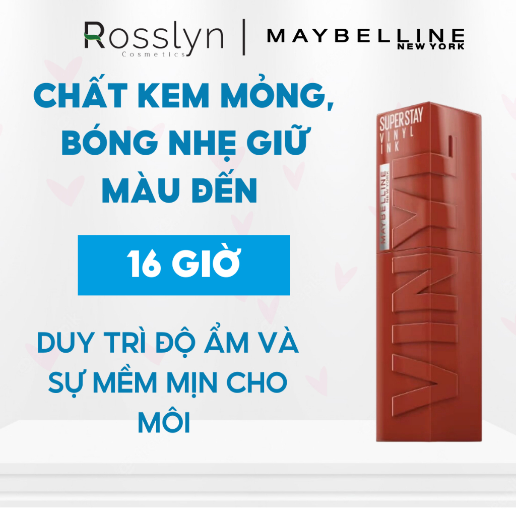 Son Bóng Maybelline New York Superstay Vinyl Ink 4.2ml Bền Màu Nhẹ Môi – Rosslyn Beauty