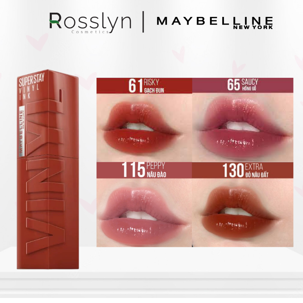 Son Bóng Maybelline New York Superstay Vinyl Ink 4.2ml Bền Màu Nhẹ Môi – Rosslyn Beauty