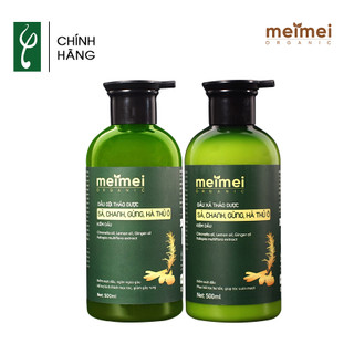 Combo dầu gội và xả thảo dược Mei Mei kiềm dầu: sả, chanh, gừng, hà thủ ô 500ml