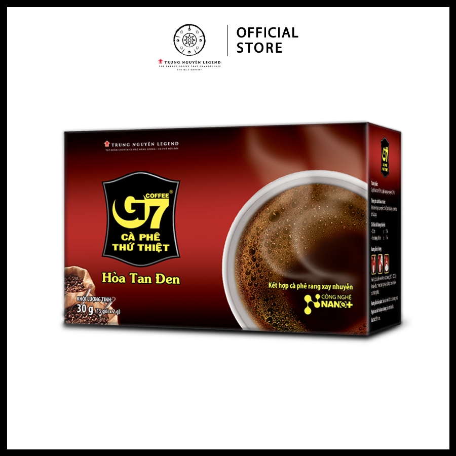 Trung Nguyên Legend – Cà phê G7 hòa tan đen ( không đường) – hộp 15 gói 2gr