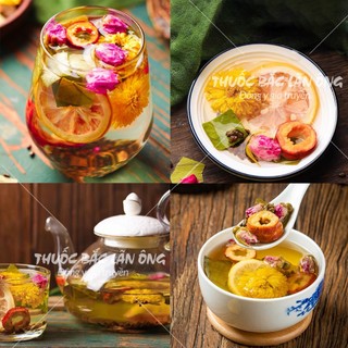 Trà giảm cân thảo mộc, 10 set mix sẵn, trà hoa 6 vị gồm: hoa cúc, hoa hồng, lá sen, chanh vàng,...