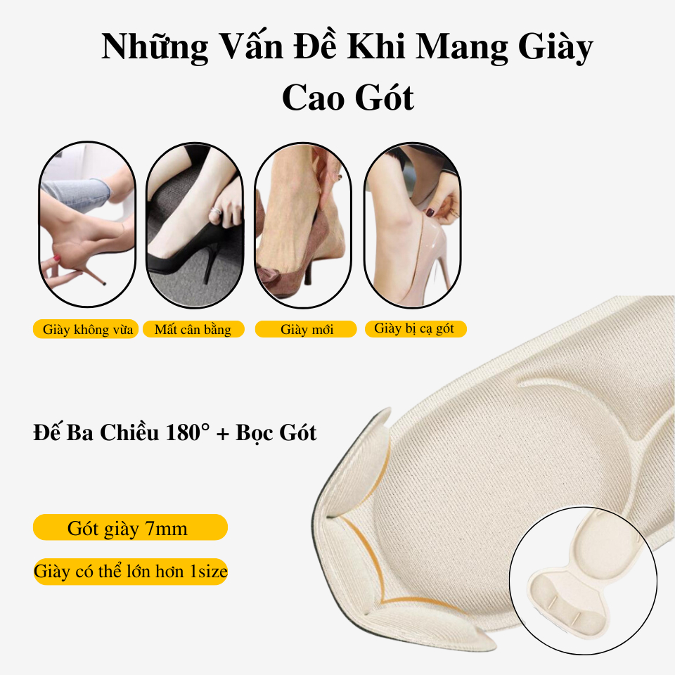 Ảnh Lót Giày Nữ 7D MINSU M2301 Bảo Vệ  Êm Chân, Chống Trầy Thốn Gót, Chống Rộng, Rớt Gót Cho Giày Cao Gót, Búp Bê 3
