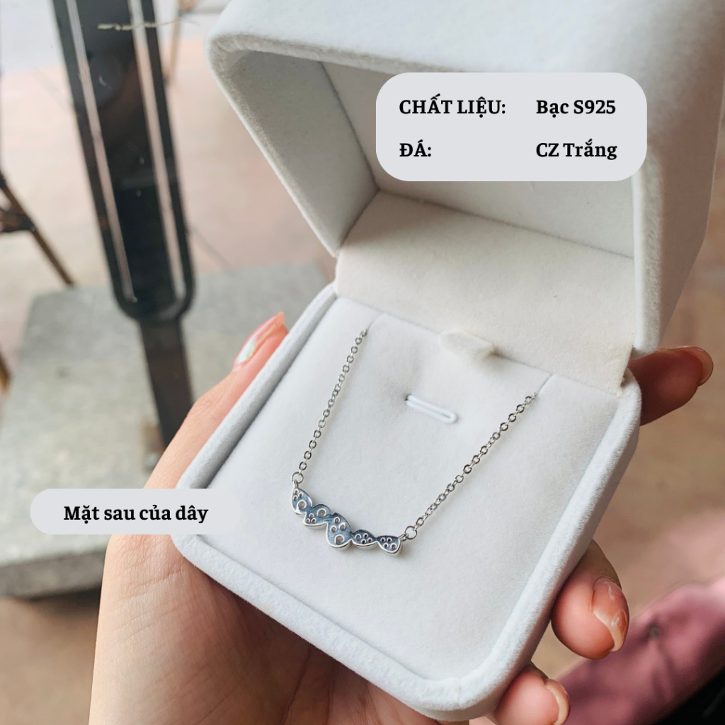 [Ảnh/Clip thật] Dây chuyền đính đá viên, chất liệu bạc S925