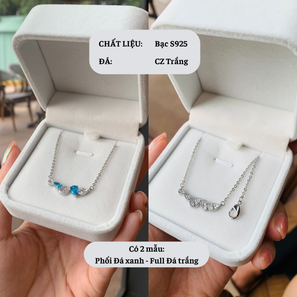 [Ảnh/Clip thật] Dây chuyền đính đá viên, chất liệu bạc S925