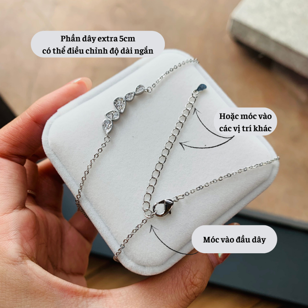 [Ảnh/Clip thật] Dây chuyền đính đá viên, chất liệu bạc S925
