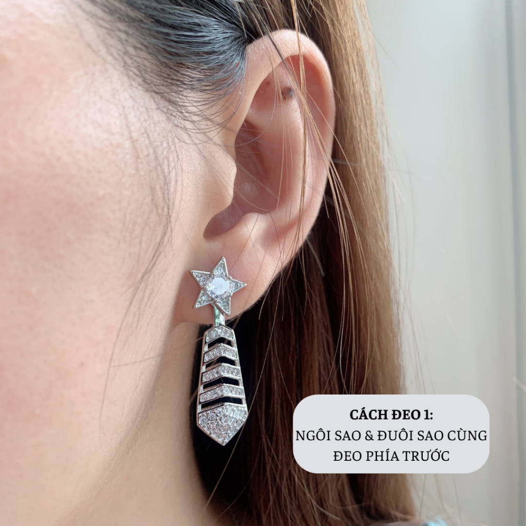 [Ảnh/Clip thật] Bông tai Ngôi sao đính đá, chất liệu bạc S925