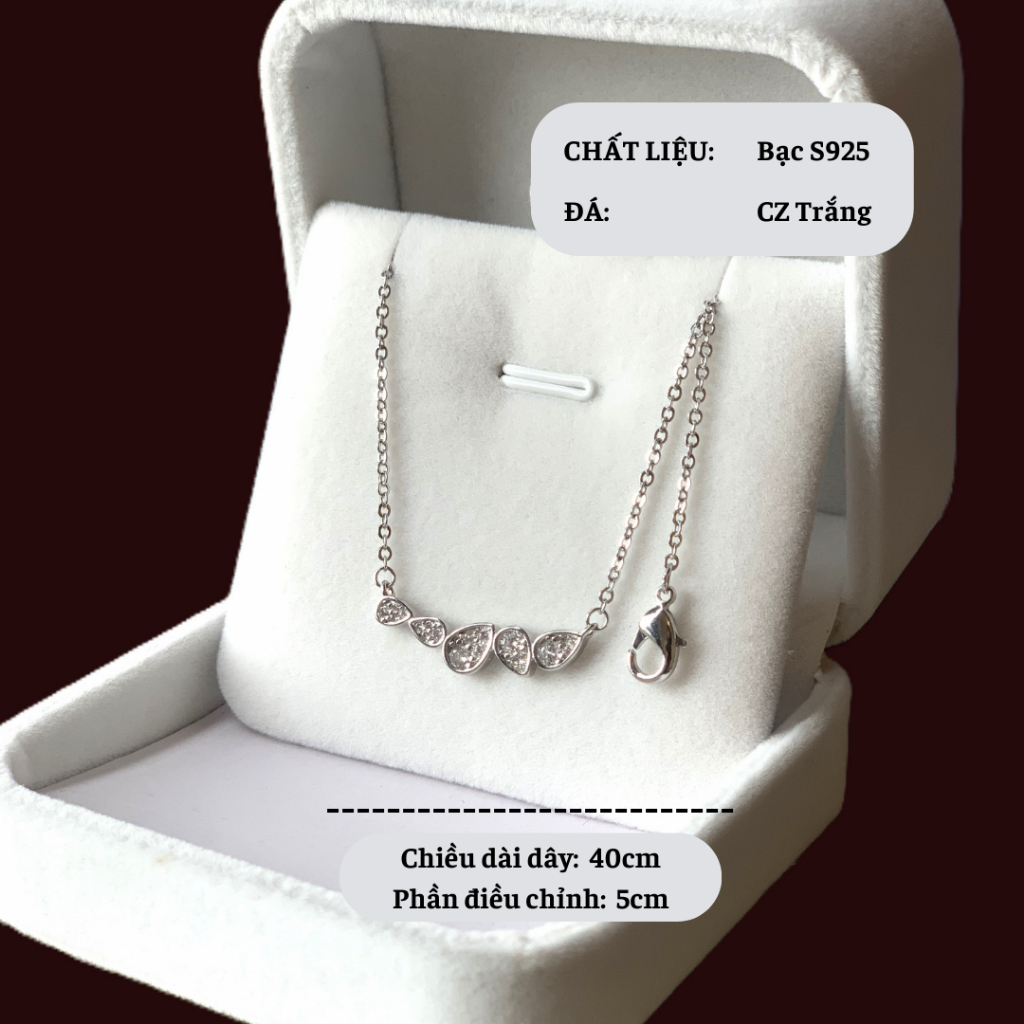 [Ảnh/Clip thật] Dây chuyền đính đá viên, chất liệu bạc S925
