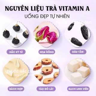 5 - 10 Set trà tối vitamin A bổ máu ích huyết (Hắc kỳ tử, hoa hồng, bạch linh, táo đỏ, dâu tằm, bách hợp) - Lãn Ông
