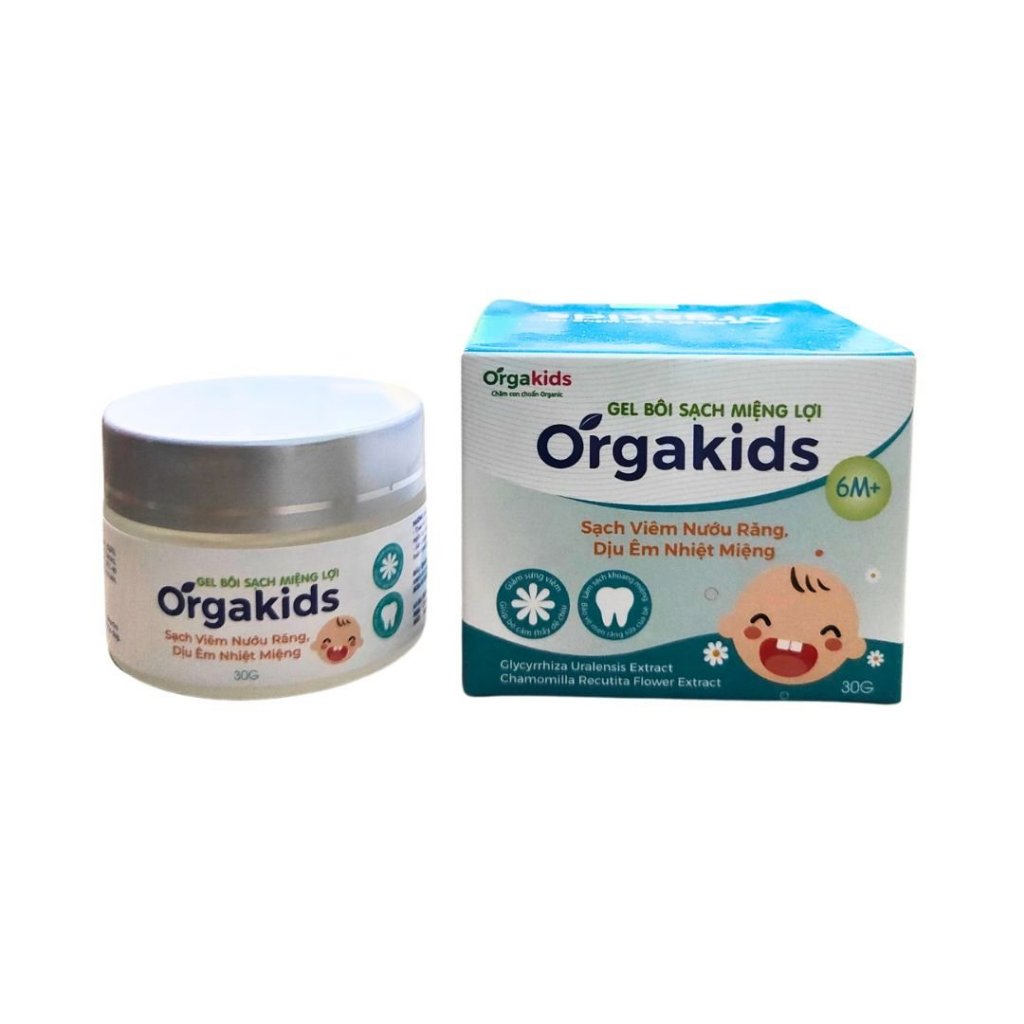 Gel bôi sạch miệng CẬN DATE  lợi cao cấp cho bé Orgakids làm sạch viêm nướu răng, giảm nhiệt miệng cho trẻ - lọ 30g
