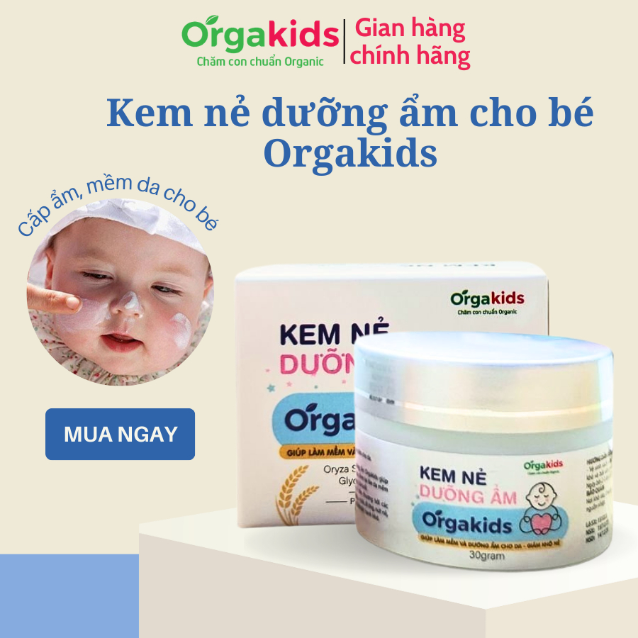 Kem nẻ CẬN DATE cao cấp cho bé Orgakids giúp làm mềm và dưỡng ẩm cho da bé, giảm khô nẻ - lọ 30g