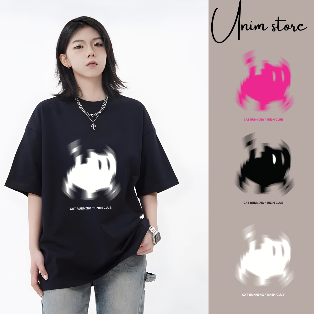 [VẢI 250 GSM] Áo Thun Mèo Running Local Brand Unim Store Form Rộng Unisex ĐỊnh Lượng Vải 250 Gsm 100% Cotton AMC99