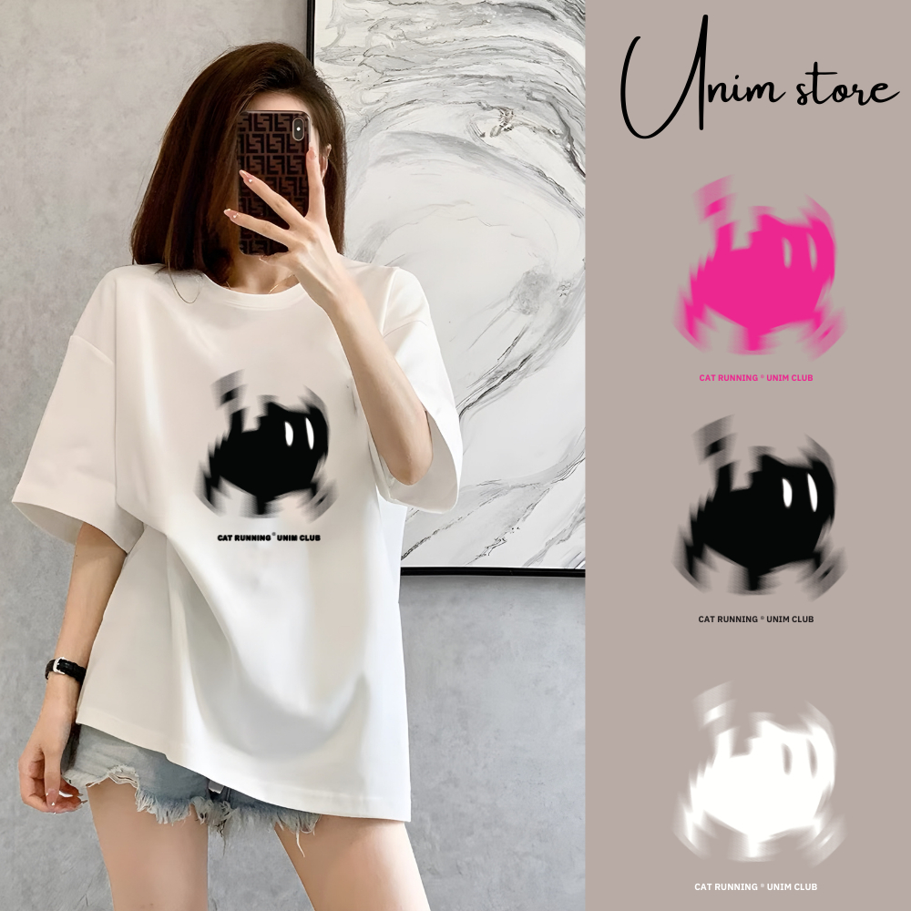 [VẢI 250 GSM] Áo Thun Mèo Running Local Brand Unim Store Form Rộng Unisex ĐỊnh Lượng Vải 250 Gsm 100% Cotton AMC99