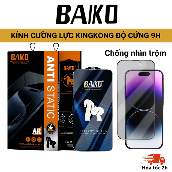 Ảnh Kính cường lực KINGKONG BAIKO độ cứng 9H siêu mượt siêu bền cho lph 15 14 13 12 11 7 8 Plus Xr X XS 1