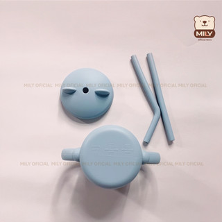 Cốc silicone tập hút, tập uống chính hãng Mily hình mặt gấu dung tích 180ml.