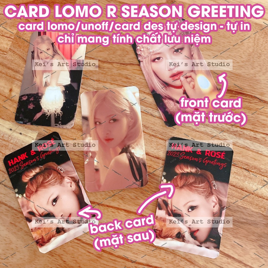 [CARD LOMO] Set 50card Rosé hank season greeting, Set 15 card R bloom lưu niệm