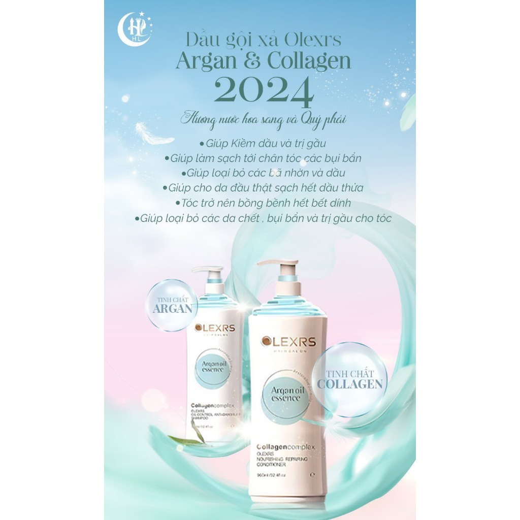 Ảnh Cặp Dầu Gội Xả Olexrs Hair Salon Ngăn Ngừa Gàu Và Kiềm Dầu 960ml (Xanh) 3
