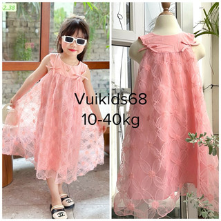 Trang phục Tết, du lịch, biển cho bé. Đầm công chúa thêu hoa dáng babydoll cao cấp cho bé 10-40kg