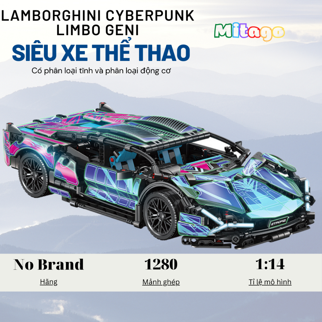 Mô hình lắp ráp siêu xe technic Lambo Cyberpunk Lam tỉ lệ 1:14 1280 chi ...