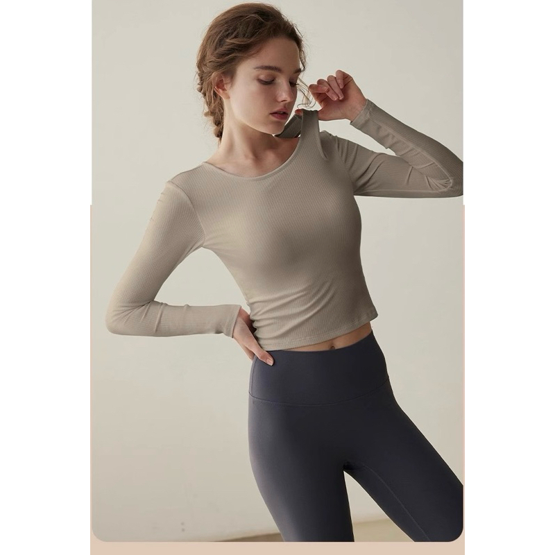 Áo thể thao dài tay tập gym yoga khoét vai trẻ trung