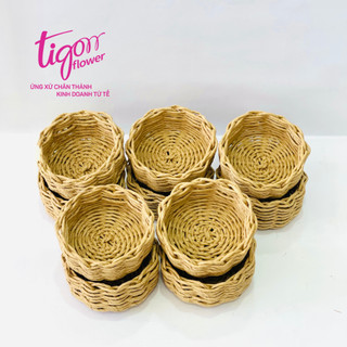 Combo 10 rổ đựng nho, cherry đường kính 10cm, cao 5cm bằng giấy kraft Nhật se sợi thân thiện môi trường