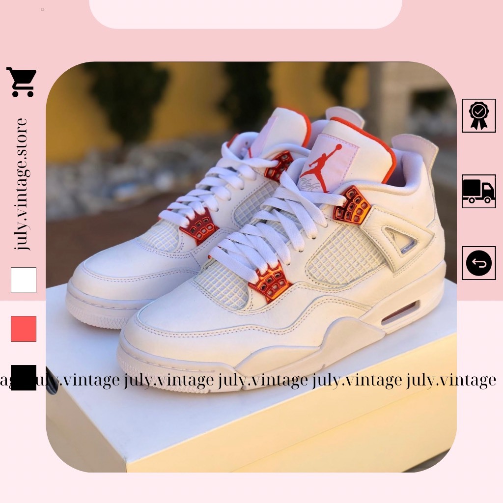 Giày Sneaker JD4 Retro Metallic Orange Trắng Đỏ Da Thật Cao Cấp ...