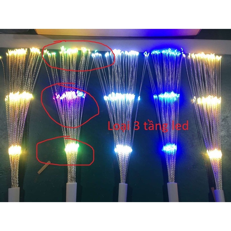 Dây Đèn LED Pháo Hoa 3 tầng - 5 Chùm Màu Vàng, Đủ Màu Trang trí Siêu Đẹp