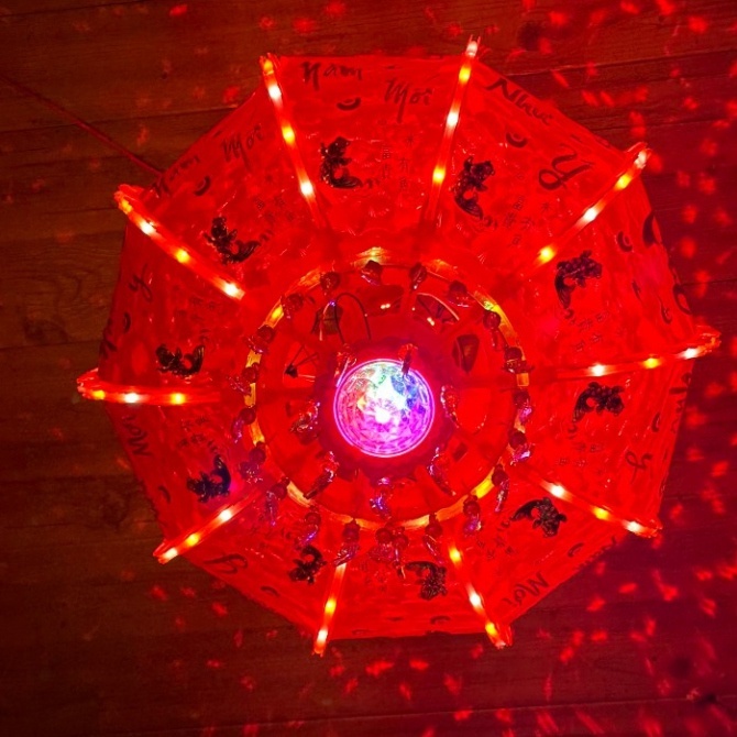 Đèn lồng treo Tết Cầu điện 3D xoay 360 độ đèn LED 7 màu đẹp