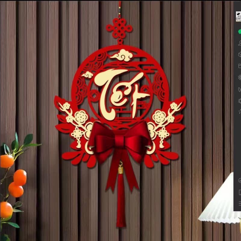 Các mẫu Khánh liễng dạ nỉ nhiều kiểu khung tròn , bầu dục, quạt treo trang trí Tết - Vòng treo Tết màu đỏ