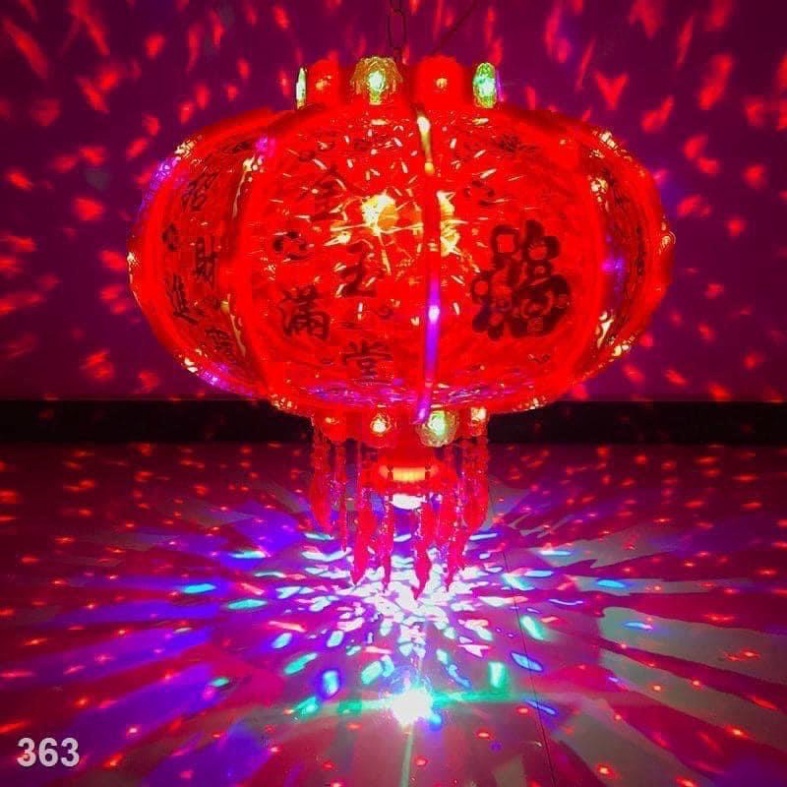 Đèn lồng treo Tết Cầu điện 3D xoay 360 độ đèn LED 7 màu đẹp