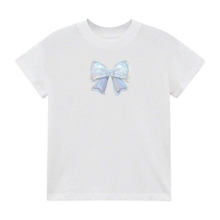 Áo thun Baby Tee in hình nơ Metalic dễ thương 100% Cotton 2 chiều