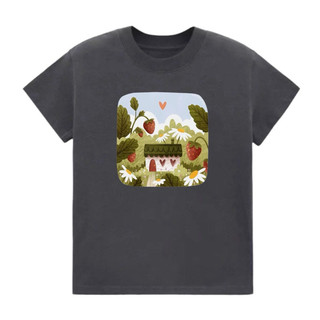 Áo thun Baby Tee in hình ngôi nhà dâu dễ thương 100% Cotton